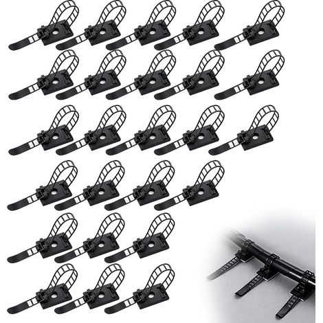 Attaches Câbles Adhésives, Attaches de Gestion des Câbles, Attache Cable Adhesif, Clips pour Cable, Convient pour les Câbles Réseau, TV, Chargeur, Ordinateur, Noir (1/5)