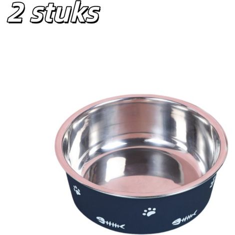 pièces - Gamelle chien/chat - Antidérapante - Bol en acier inoxydable - Gamelle double paroi pour animaux - Fonctionnement sous vide - Convient aux chats et chiens - Diamètre 17,5 cm, hauteur 6 cm - B (1/5)