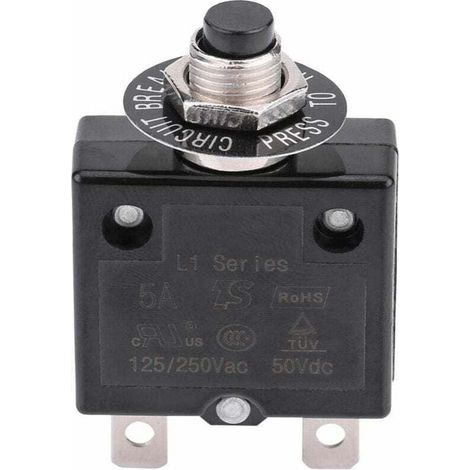 Disjoncteur 20A Interrupteur thermique de réinitialisation en option, 125-250V AC 50V DC Disjoncteur à bouton-poussoir de protection contre les surcharges de courant (1/4)