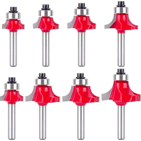 8pcs Fraise Quart de Rond avec Tige de 6mm pour le Travail du Bois (1/5)