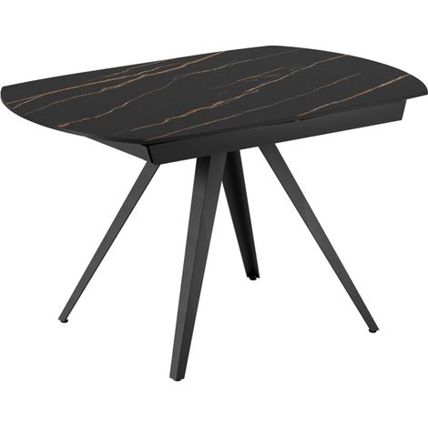 Tavolo Allungabile Kyoto 120 90x120/180x75 cm Top in Ceramica Gambe in Metallo Marmo Portoro Nero (1/3)