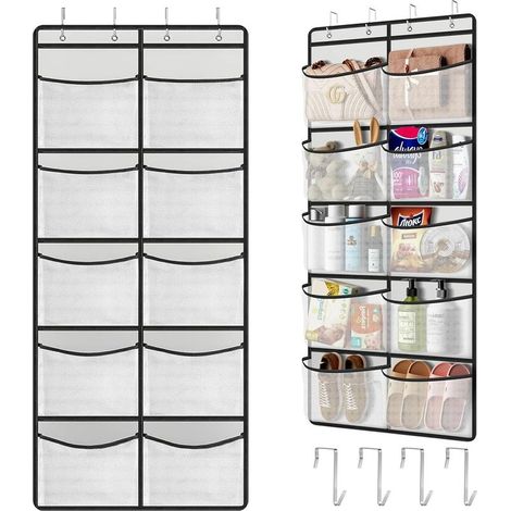 GDHZS- 2 Pièces Rangement Porte à Suspendre avec 10 Poches en Filet et 4 Crochets Organisateur Placard pour Chambre d'enfant Salle de Bain Cuisine (1/5)