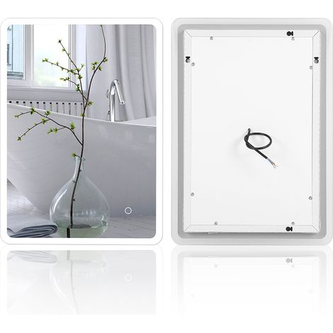 Badspiegel LCD Badezimmerspiegel Lichtspiegel Wandspiegel  5070 CM Kaltes Weiß abgerundete Ecke 4mm
