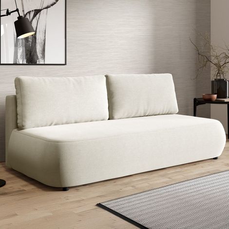 2-Sitzer Schlafsofa Brugnato, Stauraum, Abnehmbare Kissen, Verstellbar, 210x106 cm Cremeweiß (1/5)