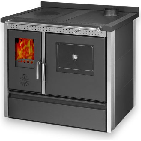 Cucina e stufa a legna 11.91 Kw in acciaio 98,5x65xH85 cm antracite (1/4)