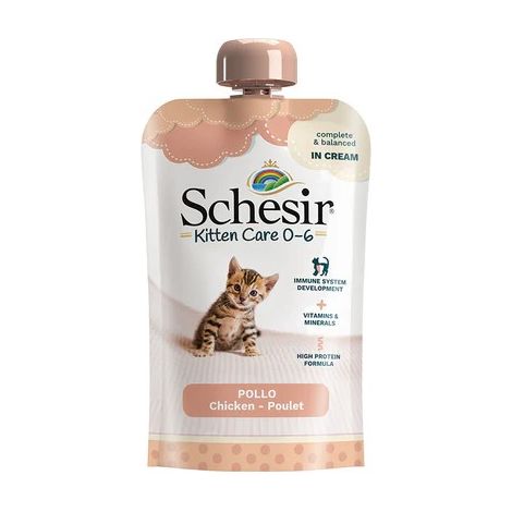 Schesir Kitten Pollo en Crema - Alimento Completo para Gatitos de Pollo - 150 g