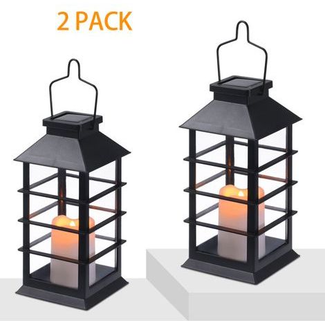 Lanterne Solaire Décorative pour lExtérieur avec Effet Bougie Vacillante LED Waterproof, Parfait pour une Lampe de Table Solaire ou une Lanterne Suspendue Extérieure,2pcs