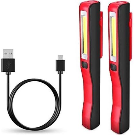Linterna de inspección LED recargable con clip magnético - Linterna portátil para acampada y uso en emergencias (2 unidades) (1/5)