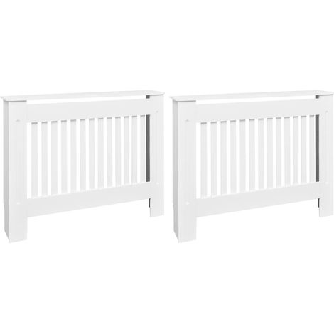 Cache-radiateurs 2 pcs blanc MDF 112 cm