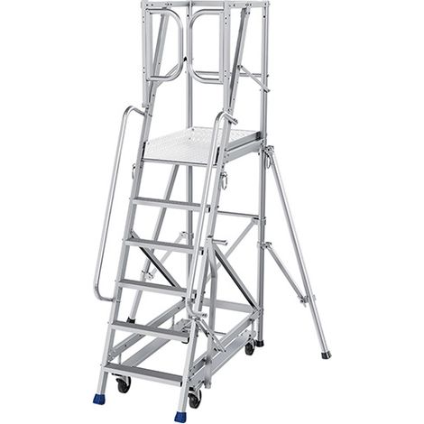 Scaletta 6 gradini - altezza massima di lavoro 3.50m - base con ruotee - ER6-KRE (1/4)