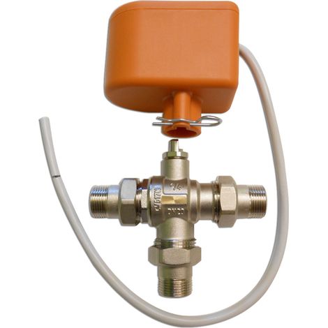 Valve de dérivation motorisée à trois voies pour systèmes solaires 1" x 3/4" M, 230vac, 5 fils