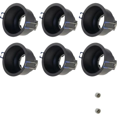 Proiettore, montaggio a incasso, compatibile con MR16-GU10, 6 pezzi rotondi - neri (1/2)