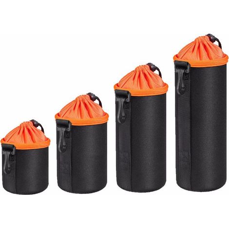 Wasserdichte Kameraobjektivtasche (orange) 4er-Pack, stoßfest, weich, DSLR (1/2)