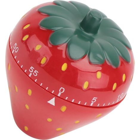 SOLUSTRE Minuteur Cuisine Mécanique de Fraise Rouge Plastique et Métal (1/5)