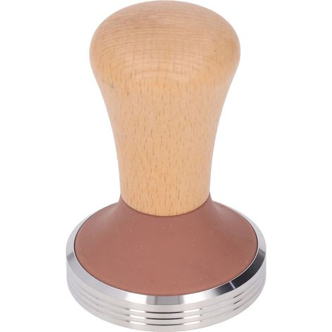 Tasseur à café en hêtre avec manche en bois, presse à café à marteau et base en acier inoxydable, idéal pour les baristas débutants et confirmés, marron, 51 mm. (1/5)
