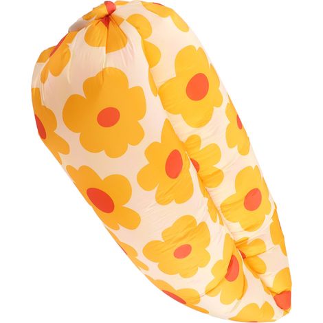 Aufblasbares, reißfestes und tragbares Sofa mit Aufbewahrungstasche, geeignet für Erwachsene und Kinder, Sonnenblumenmuster. (1/4)