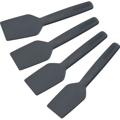 Fackelmann Statement Spatola per raclette Set di 4 raschietti con manico ergonomico e vano pollice, cursore raclett in pratico pacchetto da 4 pezzi, circa 15,5 x 4 x 1 cm (1/4)