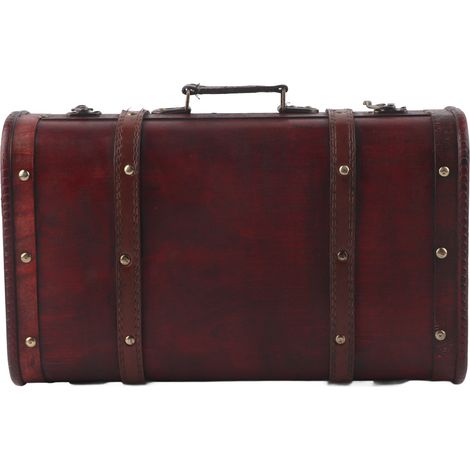 Coffre ancien en bois portable, valise décorative pour photographie, boîte artisanale ornement (1/5)