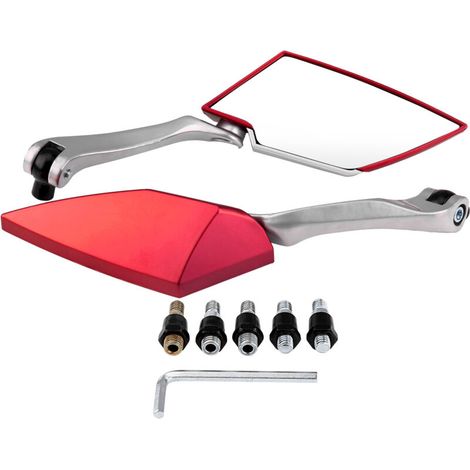 Qiilu Paar verchromte Motorradspiegel 1 Paar universelle Seitenspiegel für Motorräder Motorrad-Seitenspiegel Rot X9h602.