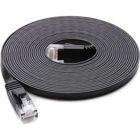 Câble réseau Ethernet Cat6 plat blindé RJ45 avec connecteurs plaqués STP pour routeur/réseau LAN Ethernet haut débit (1/5)