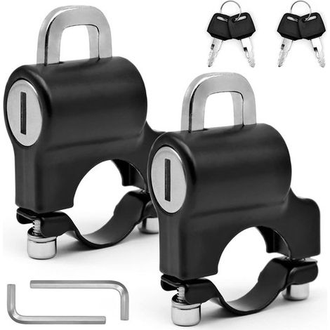 Candado para casco de moto - Candado antirrobo - Casco seguro - Aleación de aluminio - 2 piezas - Negro (1/5)