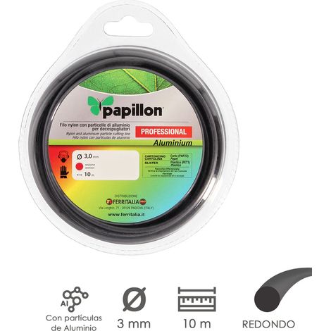 Filo Tondo Professionale in Nylon/Alluminio Ø 3,0 mm. Rotolare 10 metri
