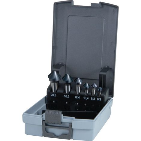 Juego de avellanadores DIN 335C 90 grados 6,3-20,5 mm HSS TiAlN 6 piezas Ku.-Kass.RUKO