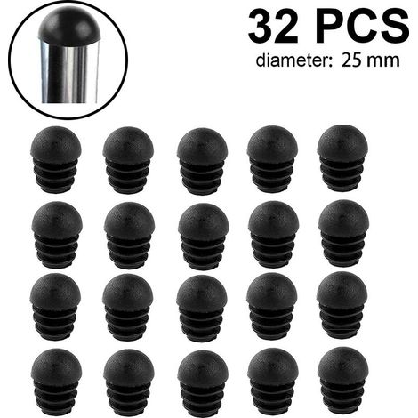 Runde Rohrendkappen – 19 mm und 25 mm – Polyethylen – Für rohrförmige Stuhlbeine – 32 Stück (1/5)