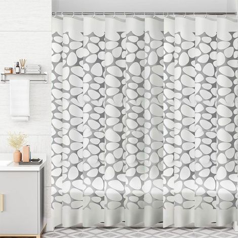 TuseRxln Duschvorhang – 180 x 200 cm – Kieselsteinmuster – Wasserdicht – Schimmelresistent – mit 12 Haken – Hohe Qualität
