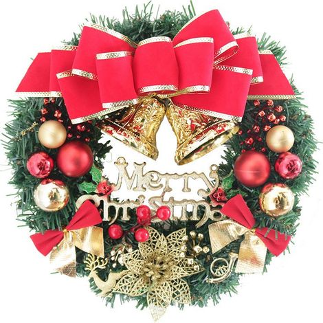 MINKUROW Porta Ghirlanda Di Natale 30 Cm Ghirlanda Di Fiori Artificiali Appesa Decorazione Natalizia Con Bowknot Jingle Ghirlanda Albero Di Natale Decorazione Ghirlanda Per Parete Camino Cornice (Stil
