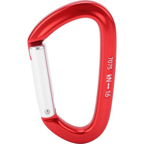 Mousqueton D-anneau en alliage d'aluminium 16KN, clip à ressort et crochet à dégagement rapide pour camping et escalade - Tige argentée rouge n°9 (1/5)