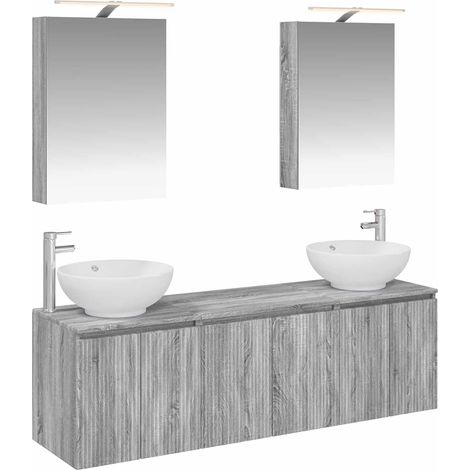 Bathroom Cabinet Set 5 pcs Grey Sonoma Engineered Wood vidaXL (1/5)