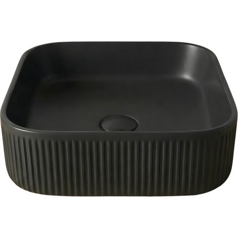 Vasque à poser rectangulaire -47 x 33,5 cm -Noir mat rainurée -NÉRYS (1/4)