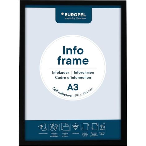 Cadres d'affichage autocollants Europel A3 noirs (lot de 2) - DTM PRIMERA (1/5)