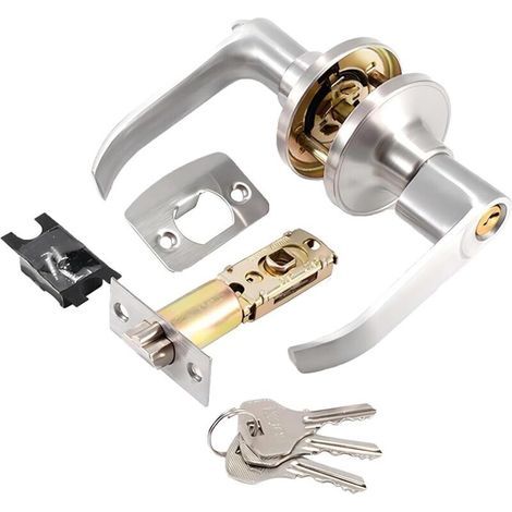 Serrure à levier antivol, serrure de porte intérieure, poignée de porte d'entrée et de salle de bain, avec conception de bouton de poignée de porte (1/4)