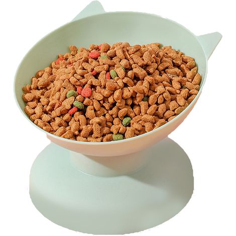 Grand bol pour chat, bouche Oblique surélevée, empêche les chutes, alimentation surélevée inclinée pour chats, chiens de petite et moyenne taille, vert (1/5)