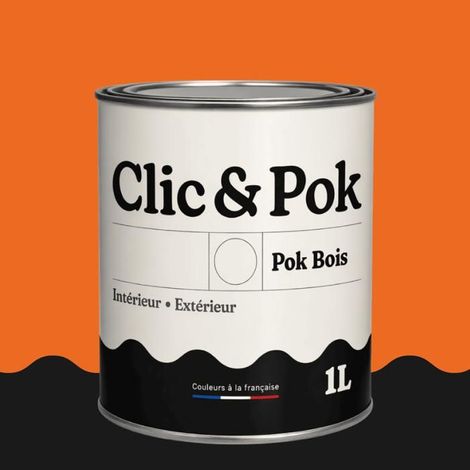 Peinture Bois Extérieur – POK BOIS - 1L - RAL 2008 - Orangé rouge clair- Résistante aux intempéries - Ne s'écaille pas