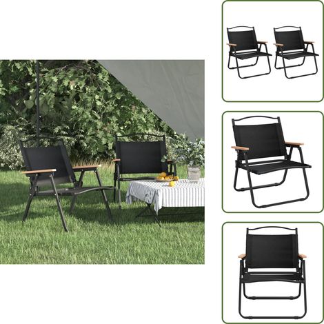The Living Store Sillas de camping 2 uds tela Oxford negro 54x43x59 cm - Sillas de picnic