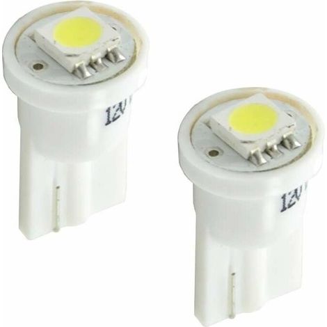 2x ampoule LED blanc 12V 5W T10 W2,1x9,5D 1x SMD 5050 voiture remorque moto camion