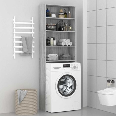 Washing Machine Cabinet Grey Sonoma 64x24x190 cm vidaXL