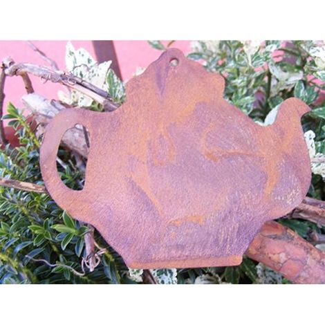 Cafetière Décorative en Métal Aspect Rouille à Suspendre pour Maison et Jardin 10 x 12 cm - PANGIVO