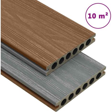 vidaXL Panneaux de terrasse et accessoires WPC Marron/gris 10 m² 4 m (1/5)