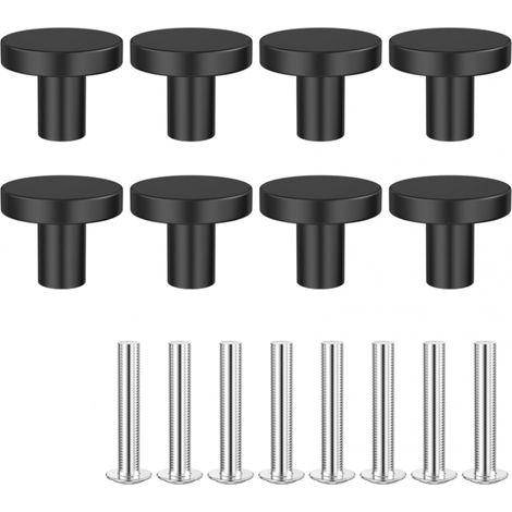8 poignées de meubles noires, poignées de tiroir 25x20mm, poignées de porte de cuisine avec vis, poignées de porte d'armoire, poignées de meubles noires, poignées d'armoire rondes, poignées d'armoire (1/5)