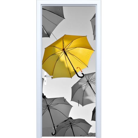Adhesivo de tela para puerta con forma de paraguas amarillo 479PD