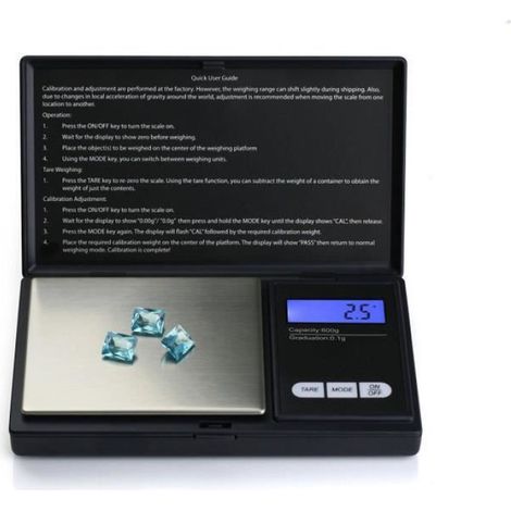 Balance de Précision - 500 g / 0.1 g - Écran LCD Rétroéclairé - Acier Inoxydable et ABS - Portable - 1 Pièce (1/5)