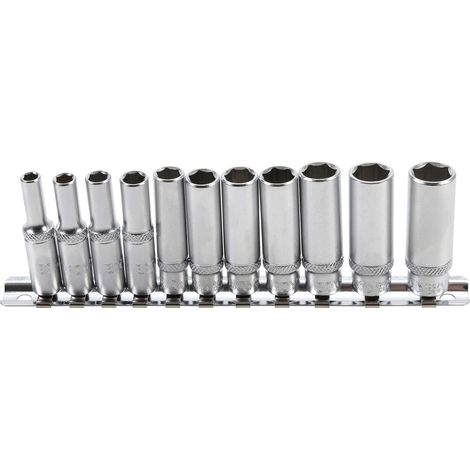 Juego de llaves de vaso hexagonal, largas entrada 6,3 mm (1/4") medidas en pulgadas 11 piezas (1/3)