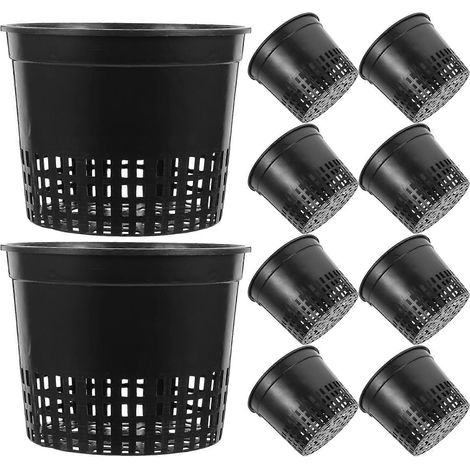 Lot de 10 pots de culture hydroponique en plastique sans terre, pour la culture de gazon en pot, pour la maison, le balcon ou le magasin (noir)-13.00X13.00X10.00CM-Black