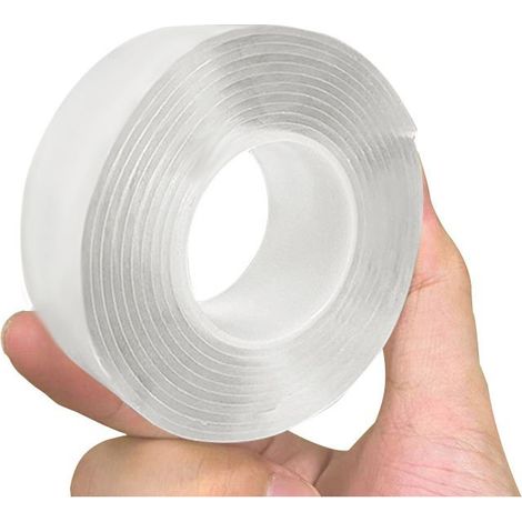 Double Face Extra Fort, 5 Mètres Nano Ruban Adhésif Double Face Puissant, Sans Traces, Transparent Amovible Adhésif, 2,5cm Largeur (1/5)