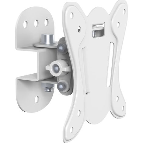 Support TV - Pivotant - Vesa 100, Distance du Mur : 75 mm, Capacité de Charge maximale 25,0 kg, inclinable 3°/-12°, pivotant 25°/-25°, Blanc (1/5)