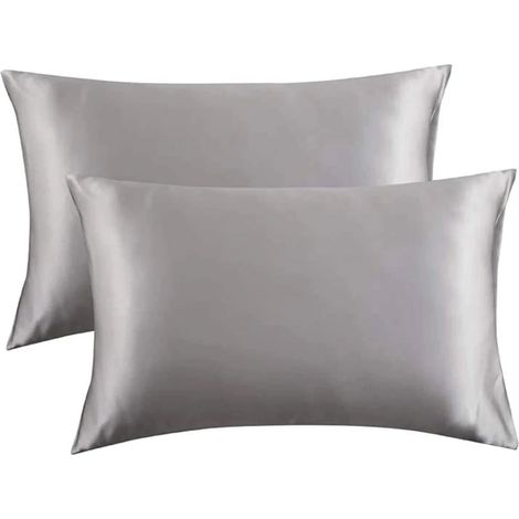 Lot de 2 Taies d'oreiller, Satin de polyester, Fermeture portefeuille, Douces et respirantes, Pour femme et homme (1/5)